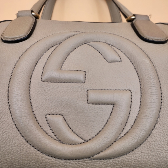GUCCI Soho Grey Gold Leather Tassel Tote Bag..Authentic.. - Picture 14 of 15